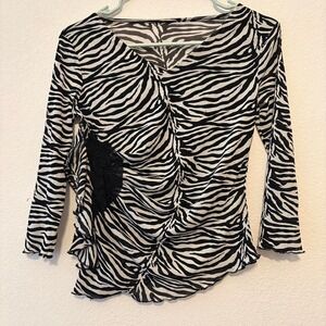 Y2K Mesh asymmetrical Zebra top size S